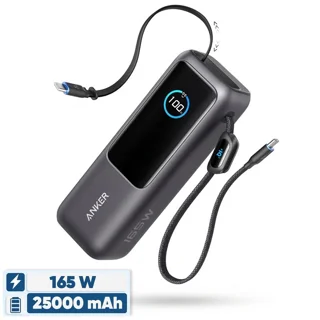 پاوربانک 100 وات انکر مدل A1695 ظرفیت 25000 میلی آمپر ساعت به همراه دو کابل USB-C 102926069