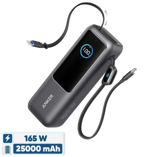 پاوربانک 100 وات انکر مدل A1695 ظرفیت 25000 میلی آمپر ساعت به همراه دو کابل USB-C 102926070