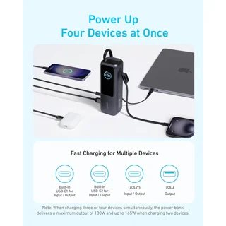 پاوربانک 100 وات انکر مدل A1695 ظرفیت 25000 میلی آمپر ساعت به همراه دو کابل USB-C 102926079
