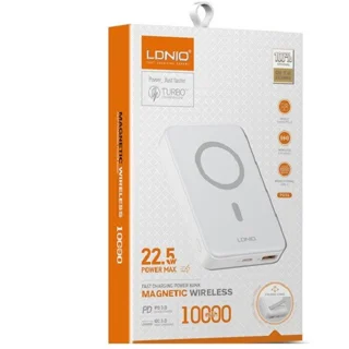 پاوربانک وایرلس مگنتی الدینیو LDNIO مدل PQ16 با ظرفیت 10000 میلی‌آمپر ساعت و توان 22.5 وات